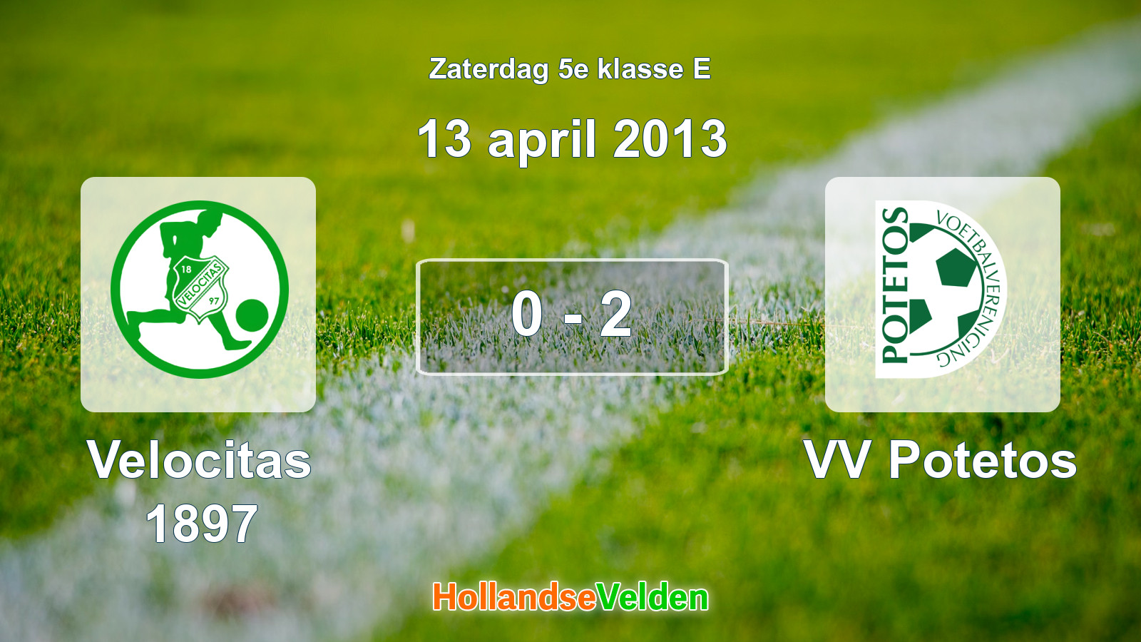 Gespeelde wedstrijd: Velocitas 1897 - VV Potetos 0 - 2 (13 april 2013)