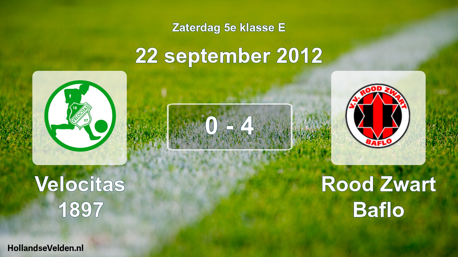 Gespeelde wedstrijd: Velocitas 1897 - Rood Zwart Baflo 0 - 4 (22 september 2012)