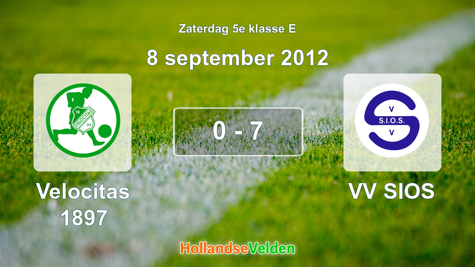 Gespeelde wedstrijd: Velocitas 1897 - VV SIOS 0 - 7 (8 september 2012)