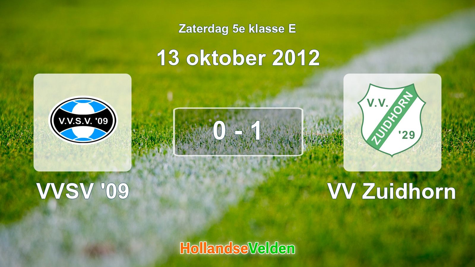 Gespeelde wedstrijd: VVSV '09 - VV Zuidhorn 0 - 1 (13 oktober 2012)