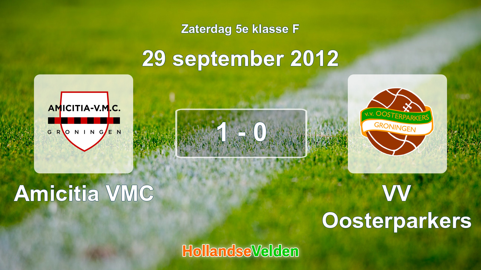 Gespeelde wedstrijd: Amicitia VMC - VV Oosterparkers 1 - 0 (29 september 2012)