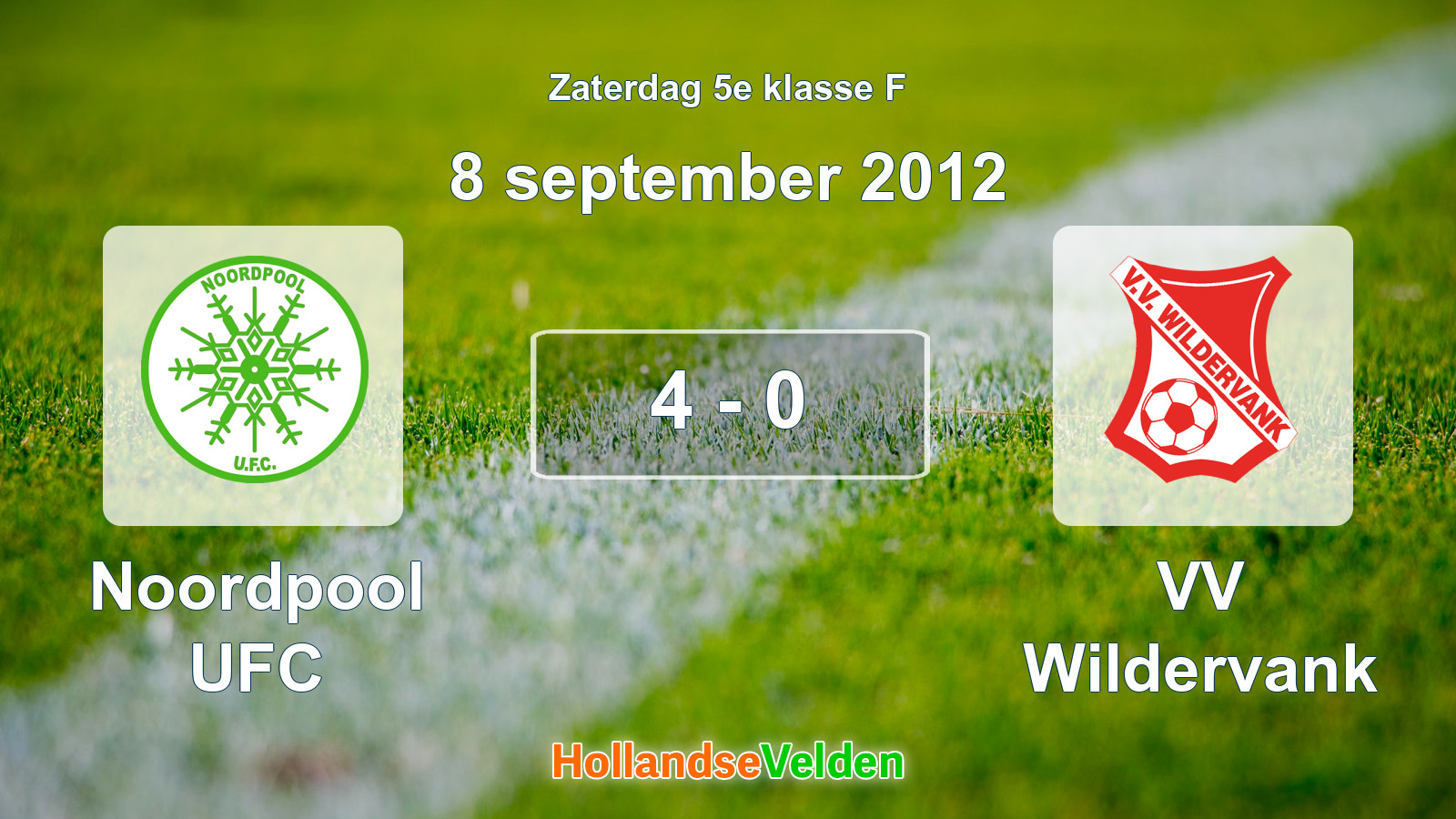 Gespeelde wedstrijd: Noordpool UFC - VV Wildervank 4 - 0 (8 september 2012)