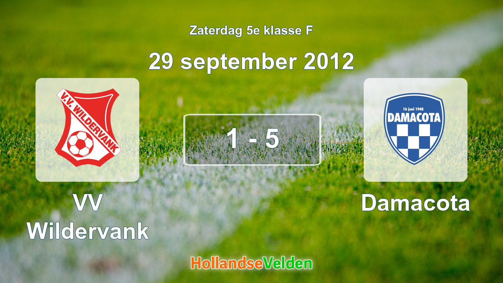 Gespeelde wedstrijd: VV Wildervank - Damacota 1 - 5 (29 september 2012)