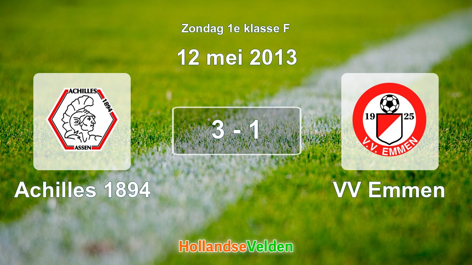Gespeelde wedstrijd: Achilles 1894 - VV Emmen 3 - 1 (12 mei 2013)