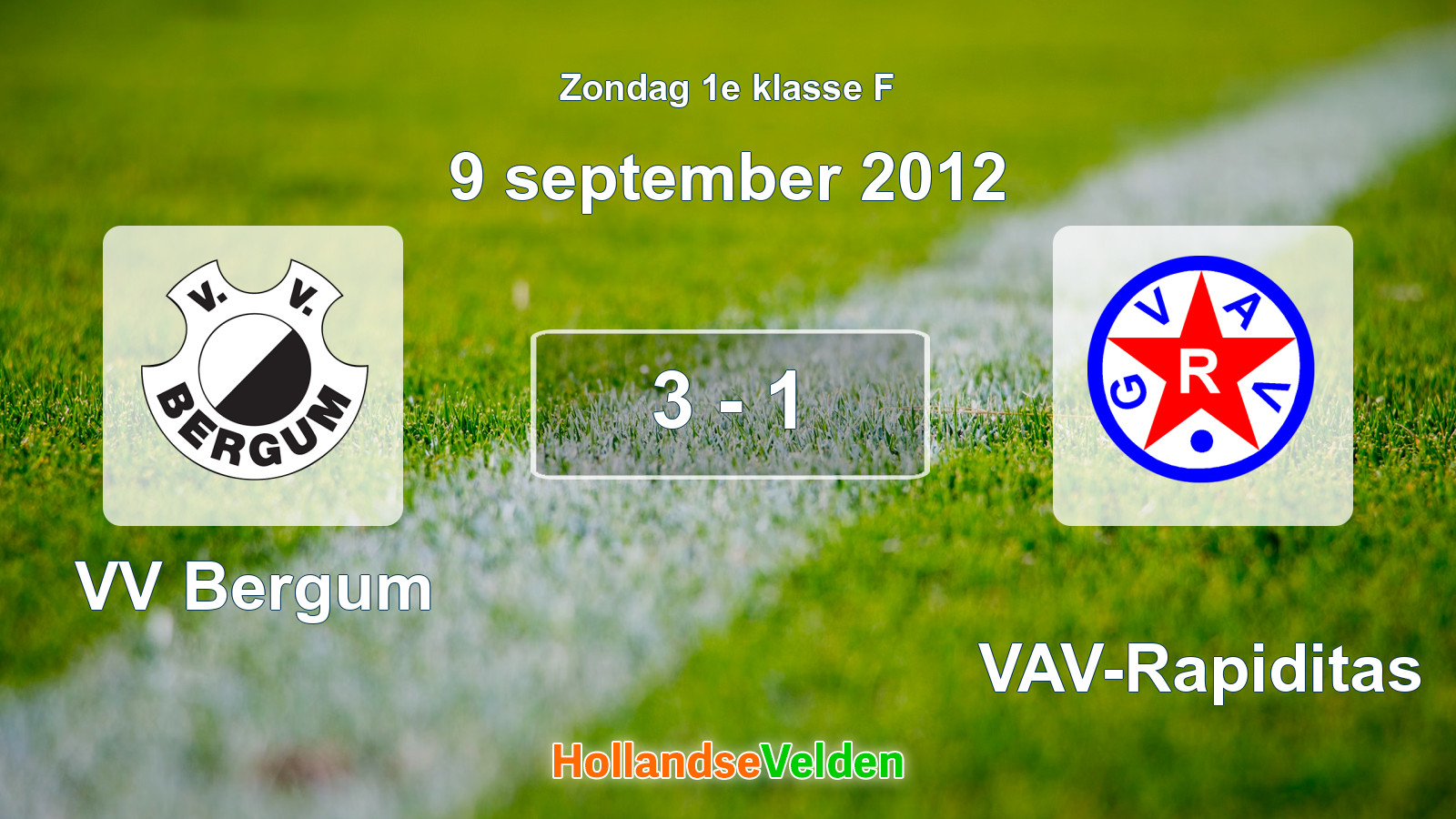Gespeelde wedstrijd: VV Bergum - GVAV-Rapiditas 3 - 1 (9 september 2012)