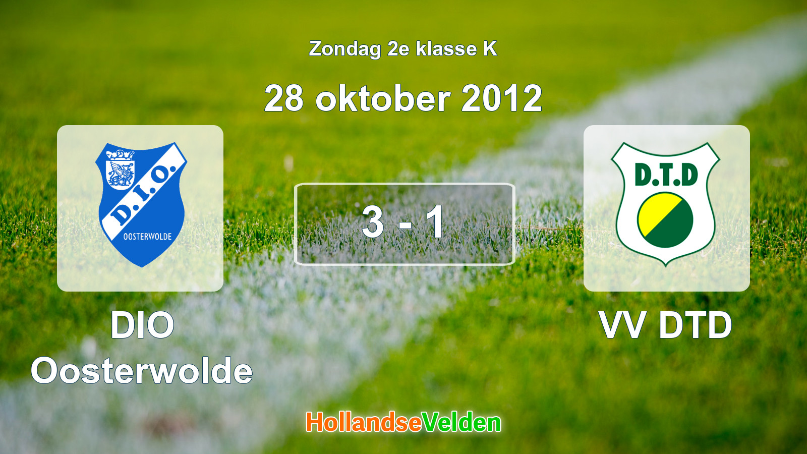 Gespeelde wedstrijd: DIO Oosterwolde - VV DTD 3 - 1 (28 oktober 2012)