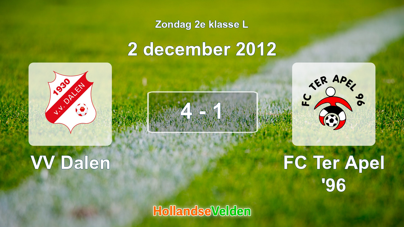Gespeelde wedstrijd: VV Dalen - FC Ter Apel '96 4 - 1 (2 december 2012)