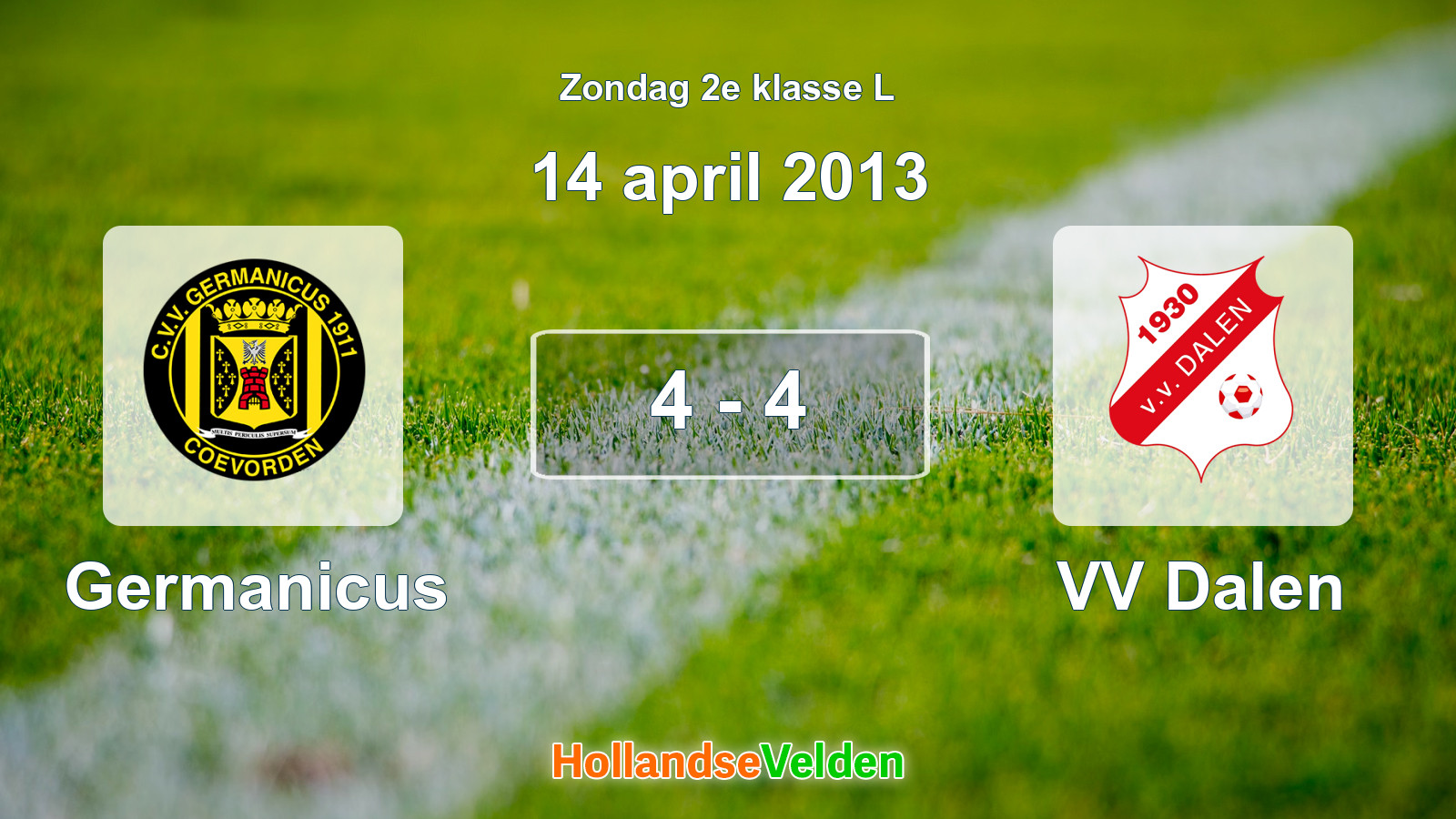 Gespeelde wedstrijd: Germanicus - VV Dalen 4 - 4 (14 april 2013)