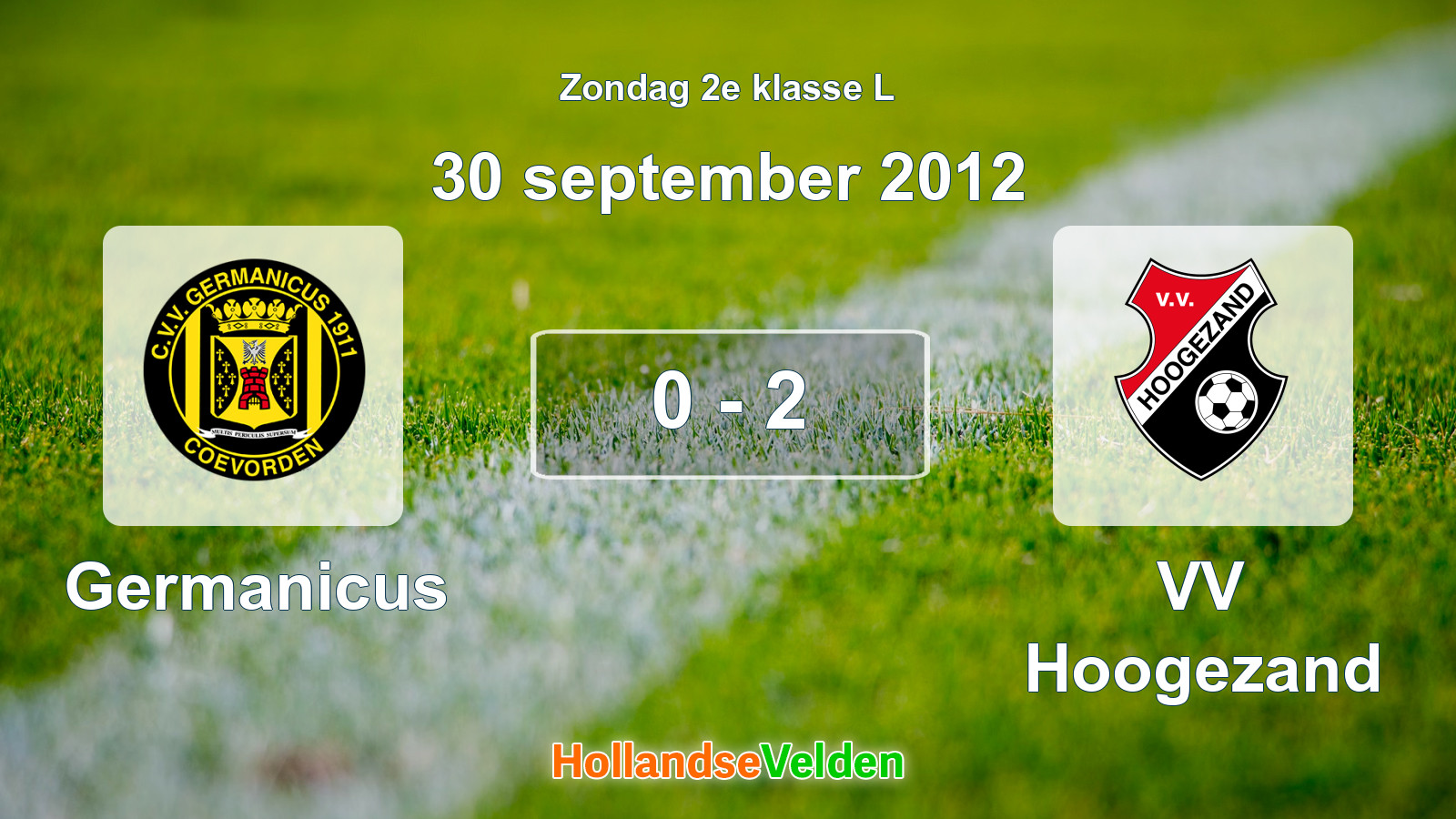Gespeelde wedstrijd: Germanicus - VV Hoogezand 0 - 2 (30 september 2012)