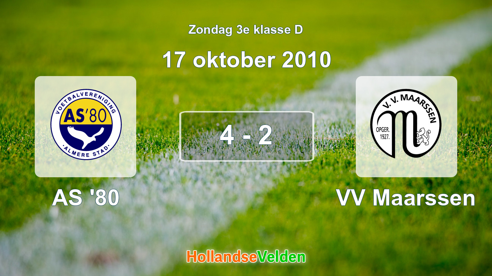 Gespeelde wedstrijd: AS '80 - VV Maarssen 4 - 2 (17 oktober 2010)
