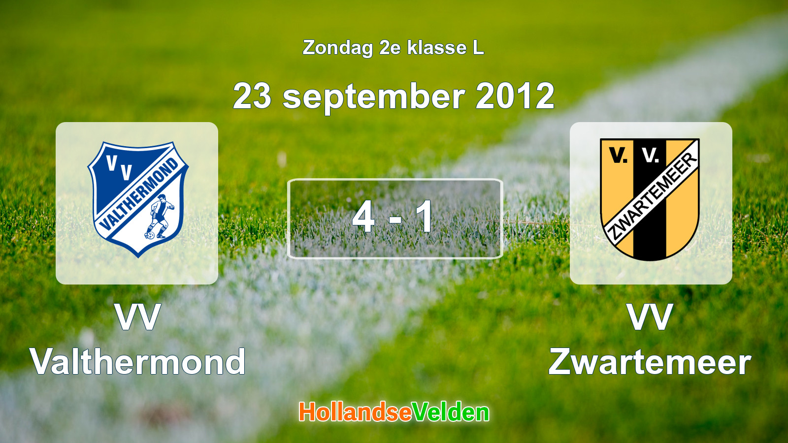 Gespeelde wedstrijd: VV Valthermond - VV Zwartemeer 4 - 1 (23 september 2012)