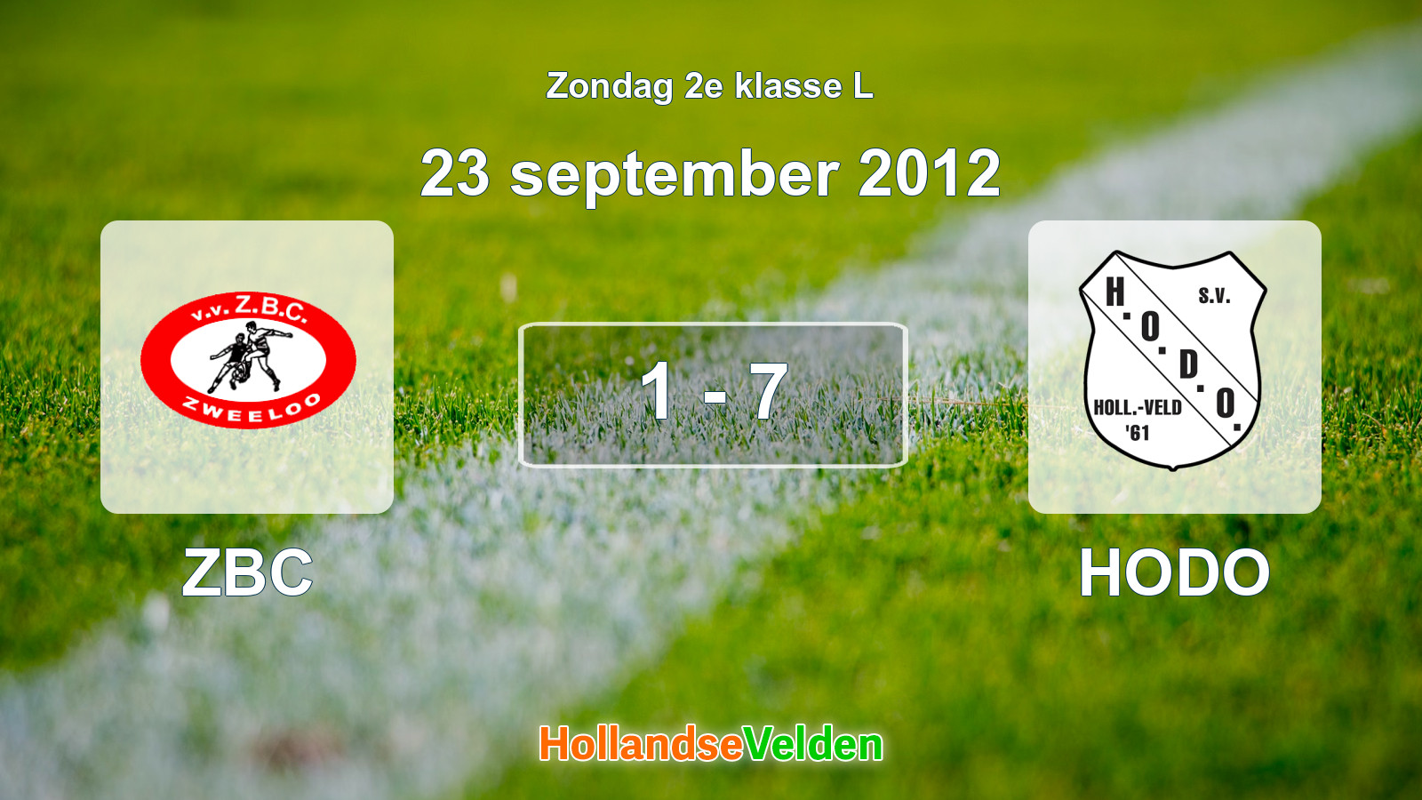 Gespeelde wedstrijd: ZBC - HODO 1 - 7 (23 september 2012)
