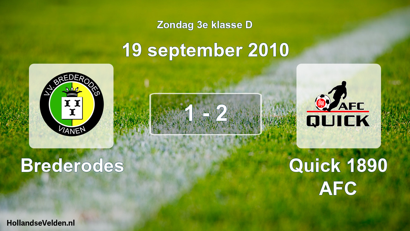 Gespeelde wedstrijd: Brederodes - Quick 1890 AFC 1 - 2 (19 september 2010)