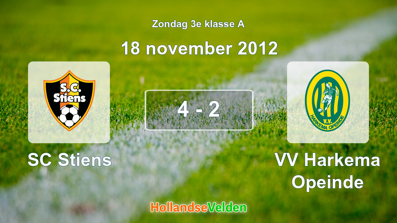 Gespeelde wedstrijd: SC Stiens - VV Harkema Opeinde 4 - 2 (18 november 2012)