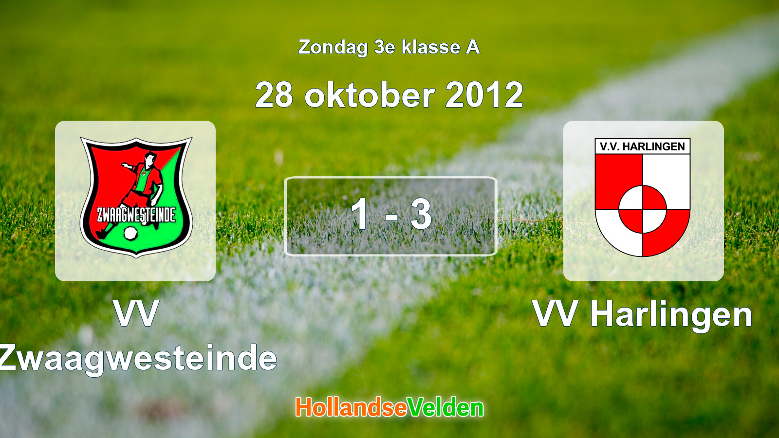 Gespeelde wedstrijd: VV Zwaagwesteinde - VV Harlingen 1 - 3 (28 oktober 2012)