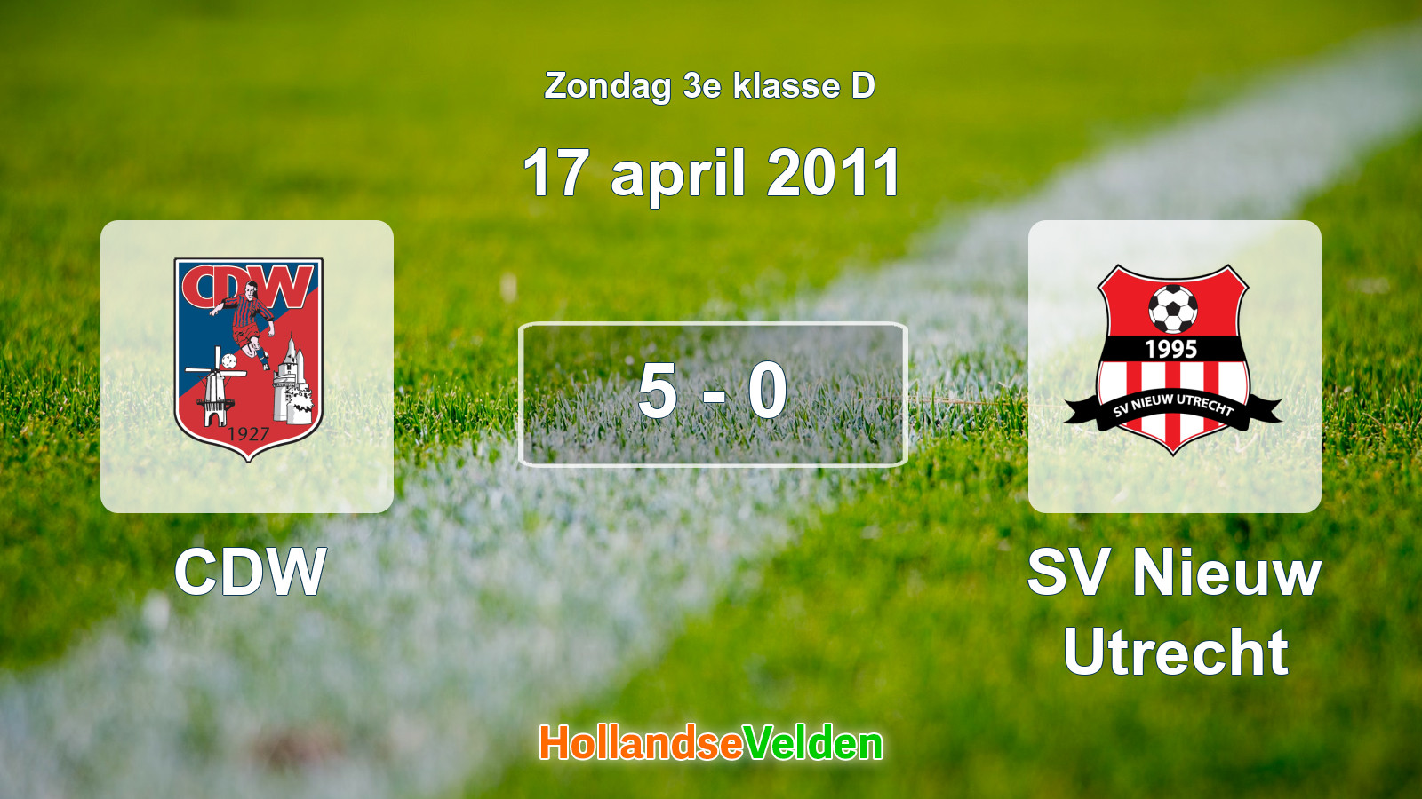Gespeelde wedstrijd: CDW - SV Nieuw Utrecht 5 - 0 (17 april 2011)