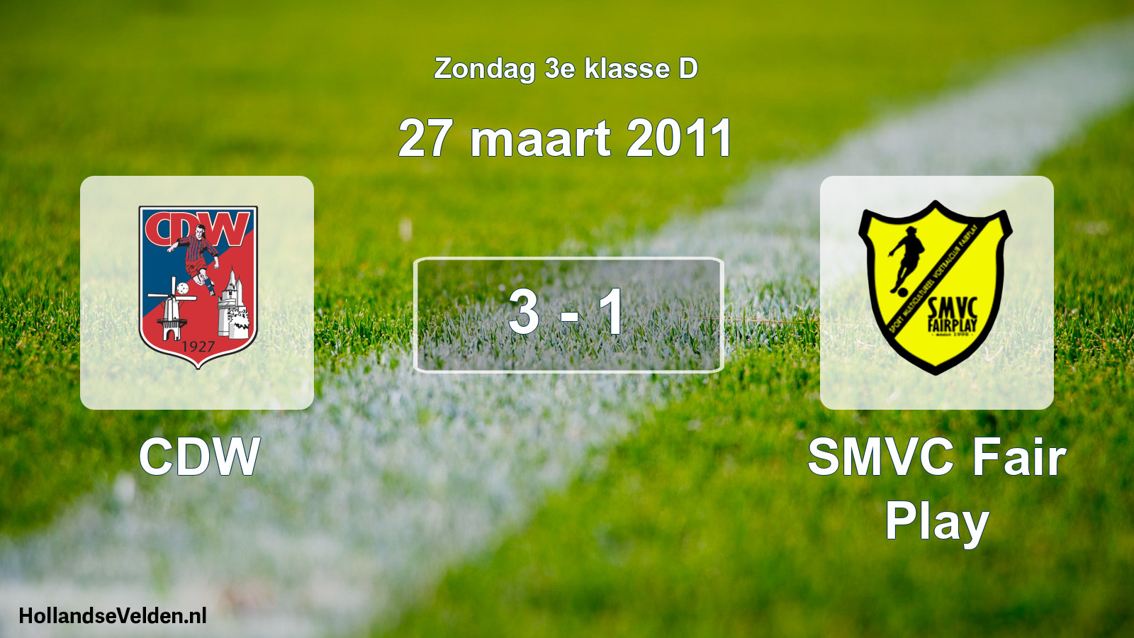 Gespeelde wedstrijd: CDW - SMVC Fair Play 3 - 1 (27 maart 2011)