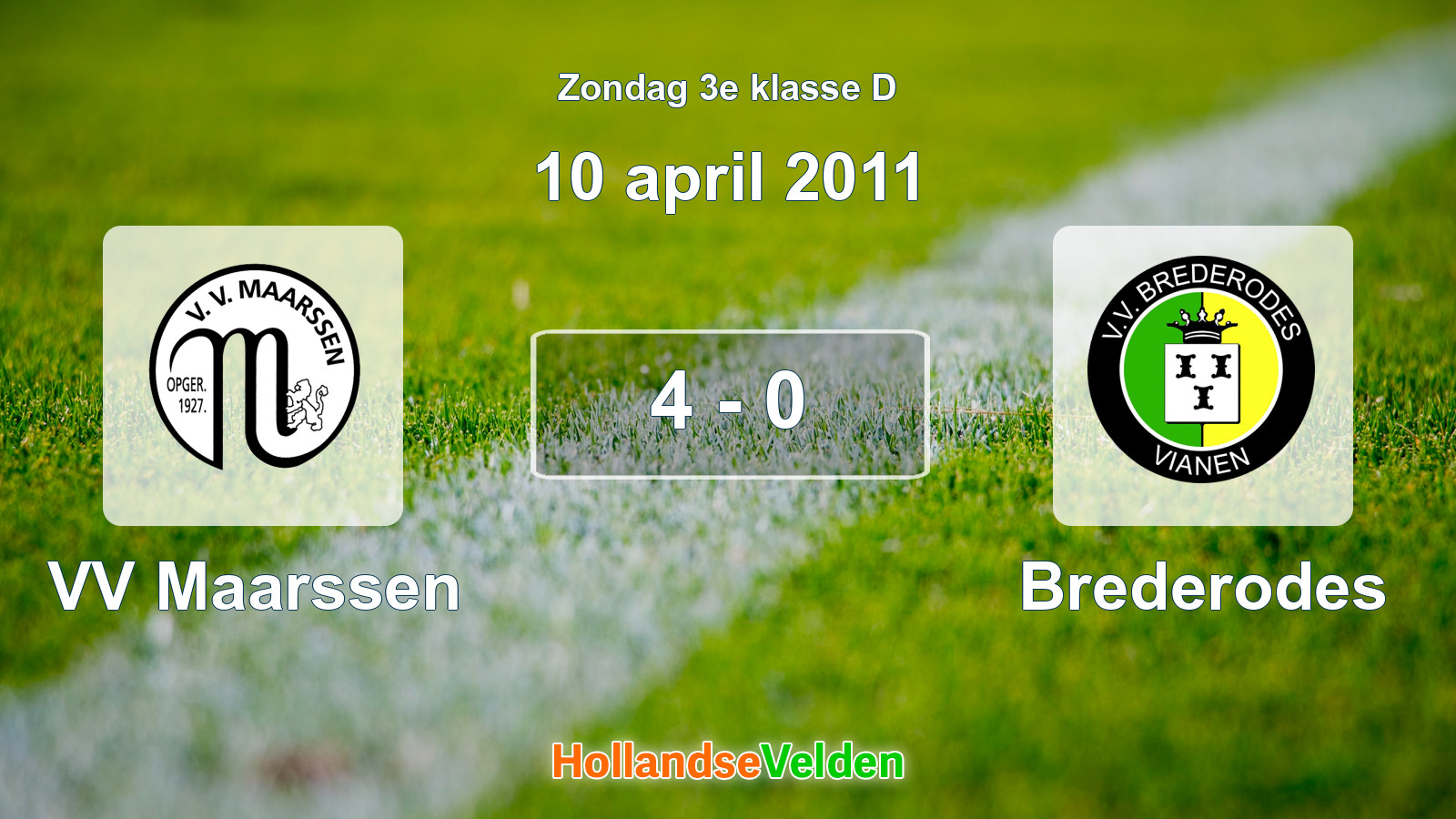 Gespeelde wedstrijd: VV Maarssen - Brederodes 4 - 0 (10 april 2011)