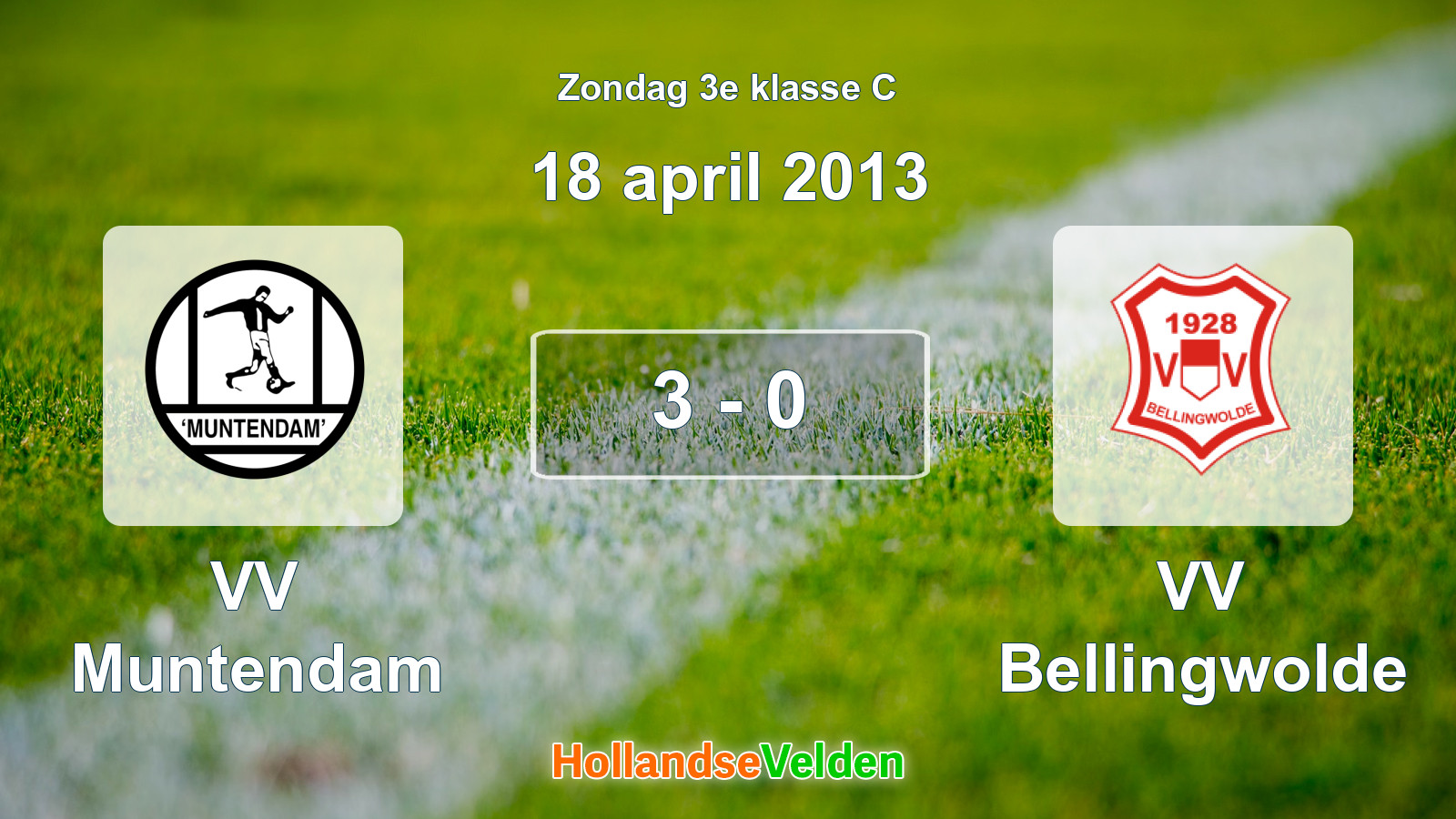 Gespeelde wedstrijd: VV Muntendam - VV Bellingwolde 3 - 0 (18 april 2013)