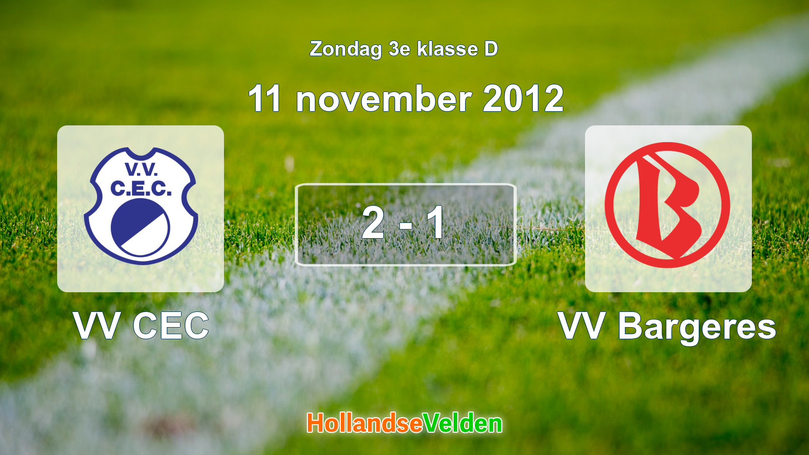 Gespeelde wedstrijd: VV CEC - VV Bargeres 2 - 1 (11 november 2012)