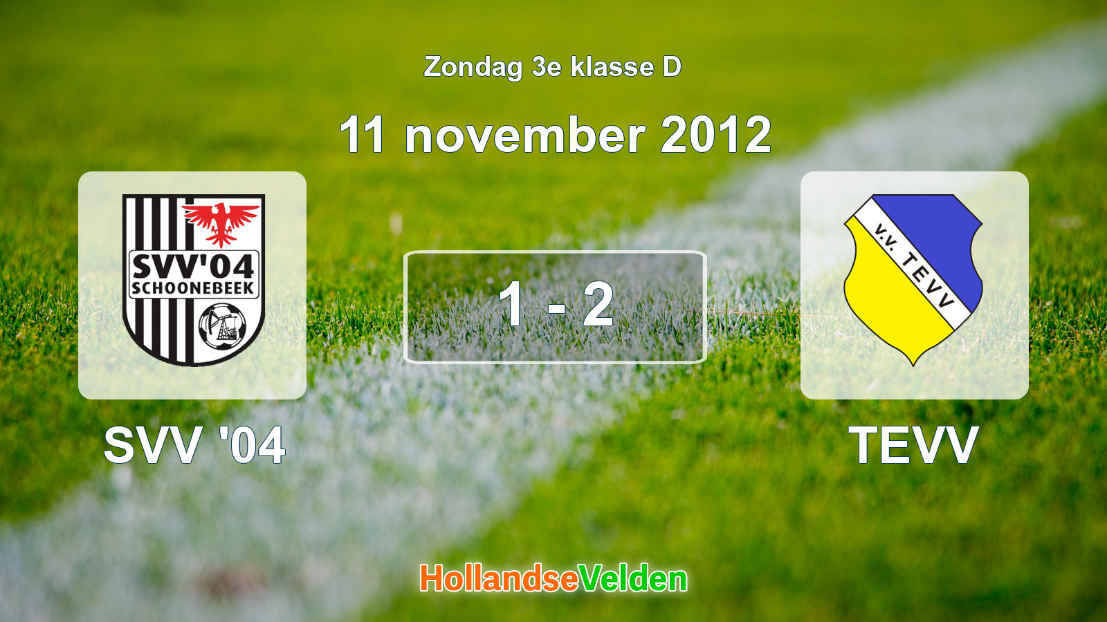 Gespeelde wedstrijd: SVV '04 - TEVV 1 - 2 (11 november 2012)