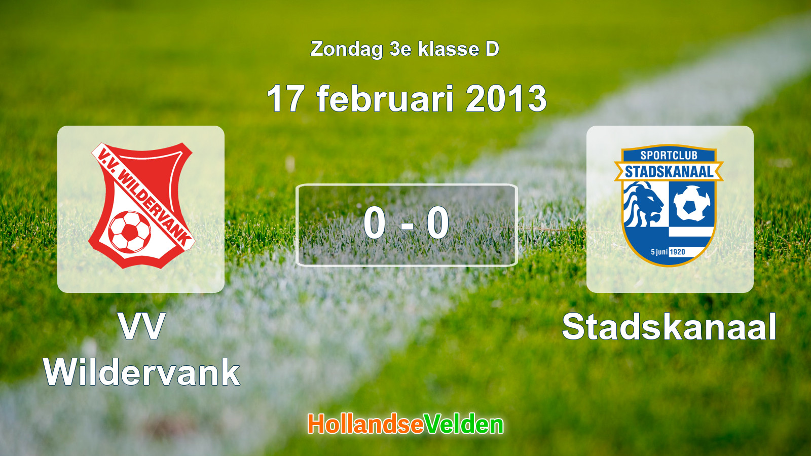 Gespeelde wedstrijd: VV Wildervank - Stadskanaal 0 - 0 (17 februari 2013)