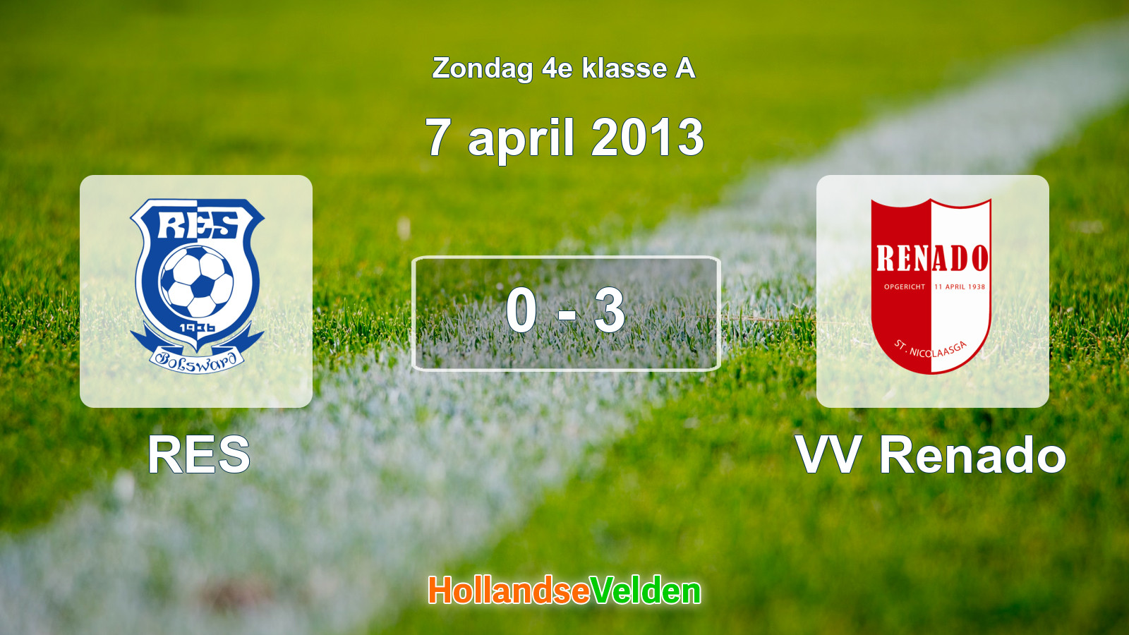 Gespeelde wedstrijd: RES - VV Renado 0 - 3 (7 april 2013)
