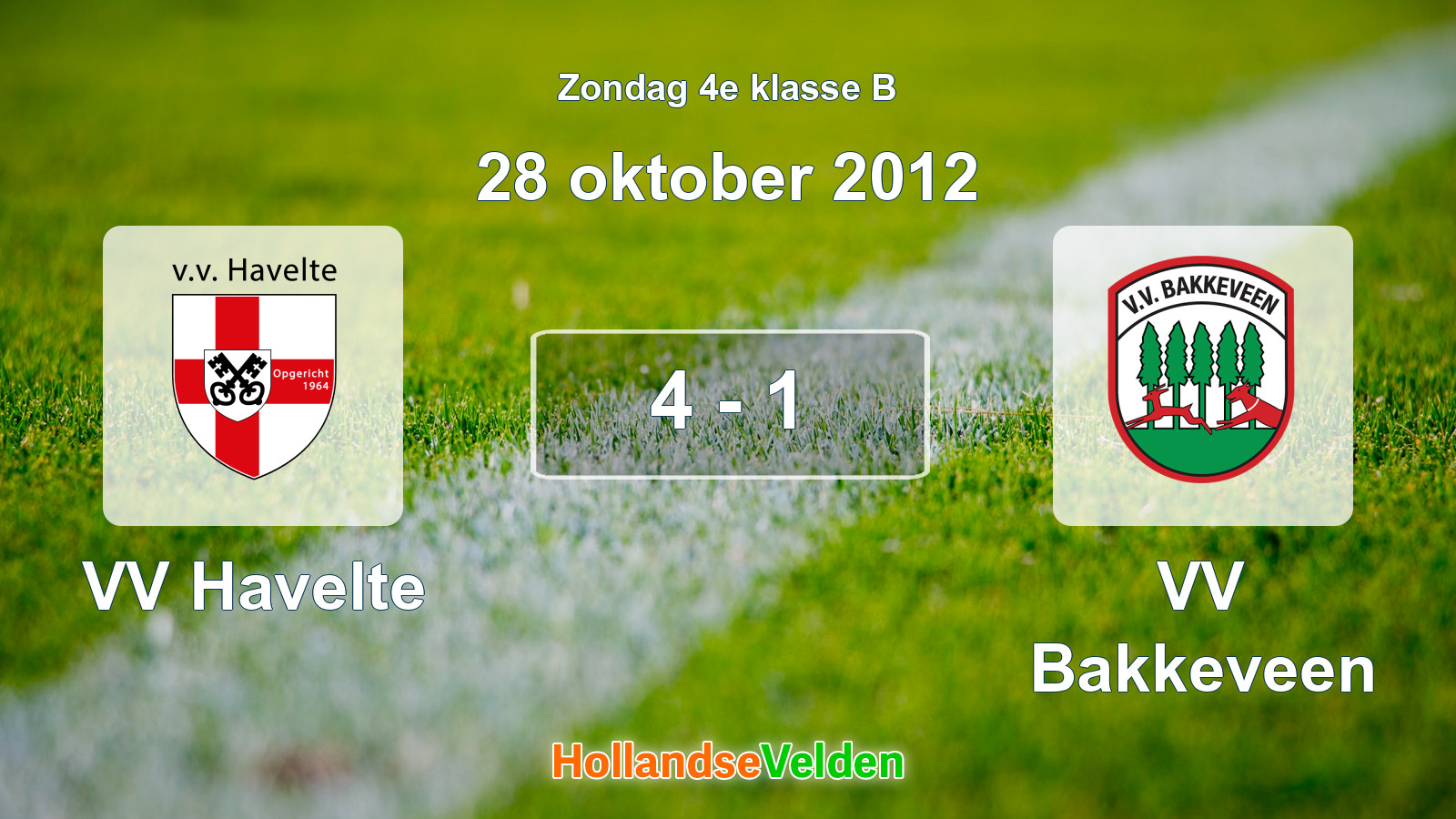 Gespeelde wedstrijd: VV Havelte - VV Bakkeveen 4 - 1 (28 oktober 2012)