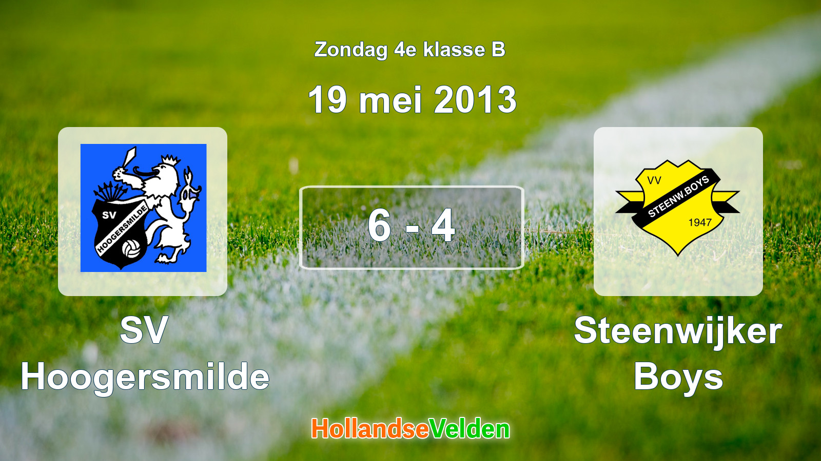Gespeelde wedstrijd: SV Hoogersmilde - Steenwijker Boys 6 - 4 (19 mei 2013)