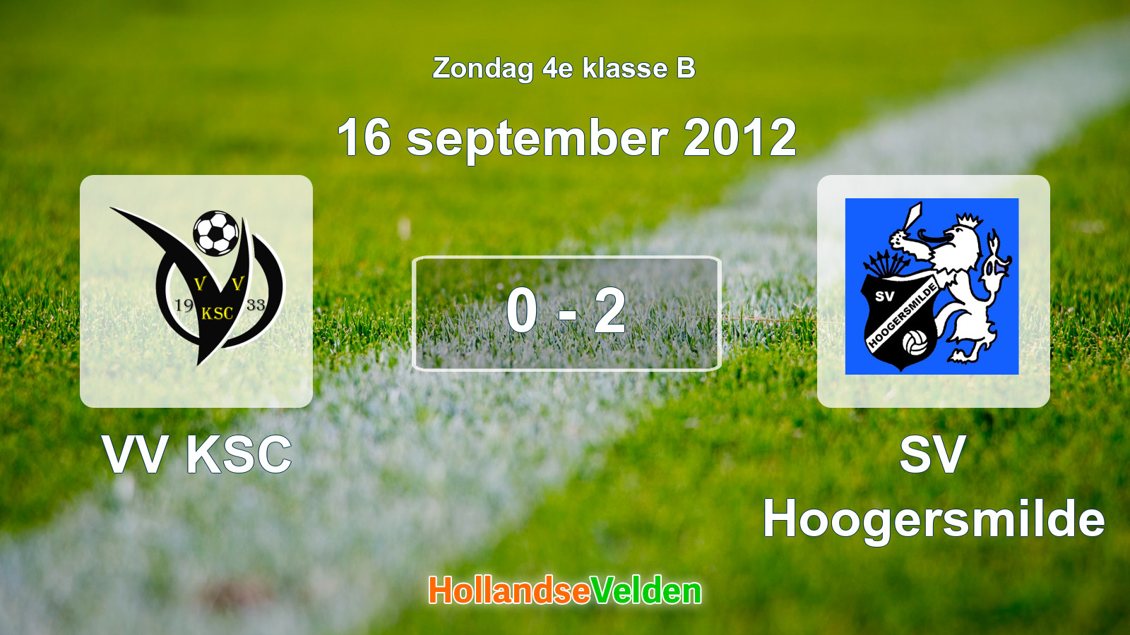 Gespeelde wedstrijd: VV KSC - SV Hoogersmilde 0 - 2 (16 september 2012)