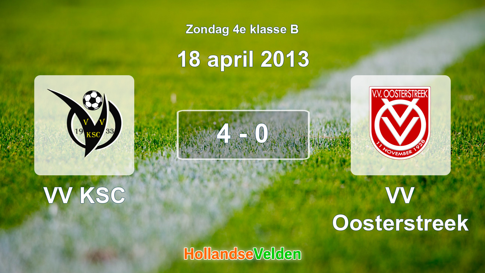 Gespeelde wedstrijd: VV KSC - VV Oosterstreek 4 - 0 (18 april 2013)