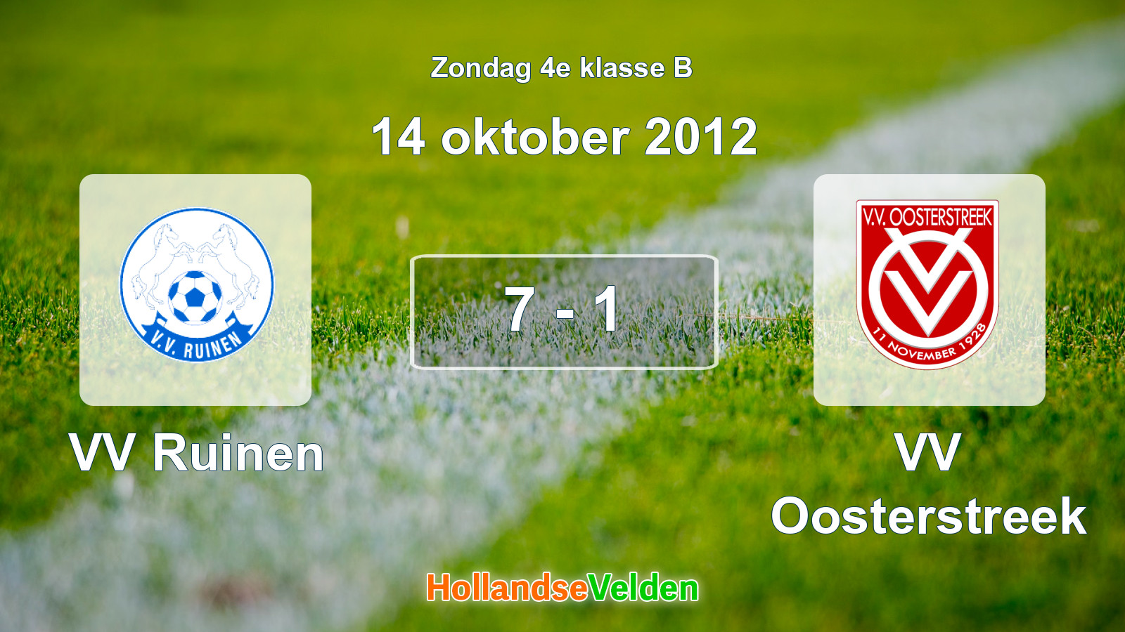 Gespeelde wedstrijd: VV Ruinen - VV Oosterstreek 7 - 1 (14 oktober 2012)