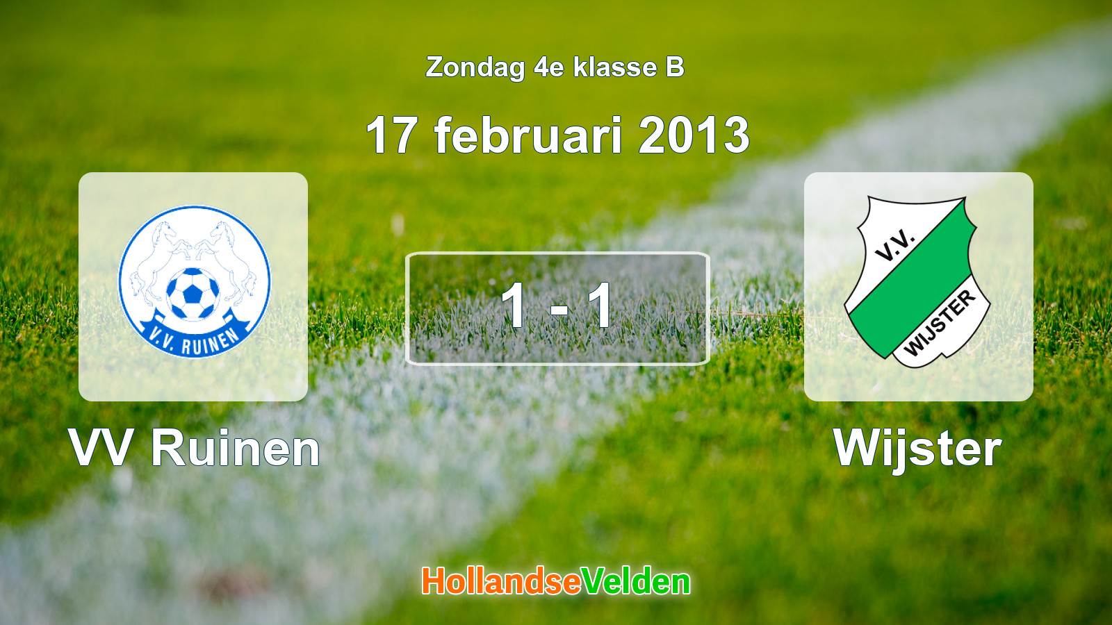 Gespeelde wedstrijd: VV Ruinen - Wijster 1 - 1 (17 februari 2013)