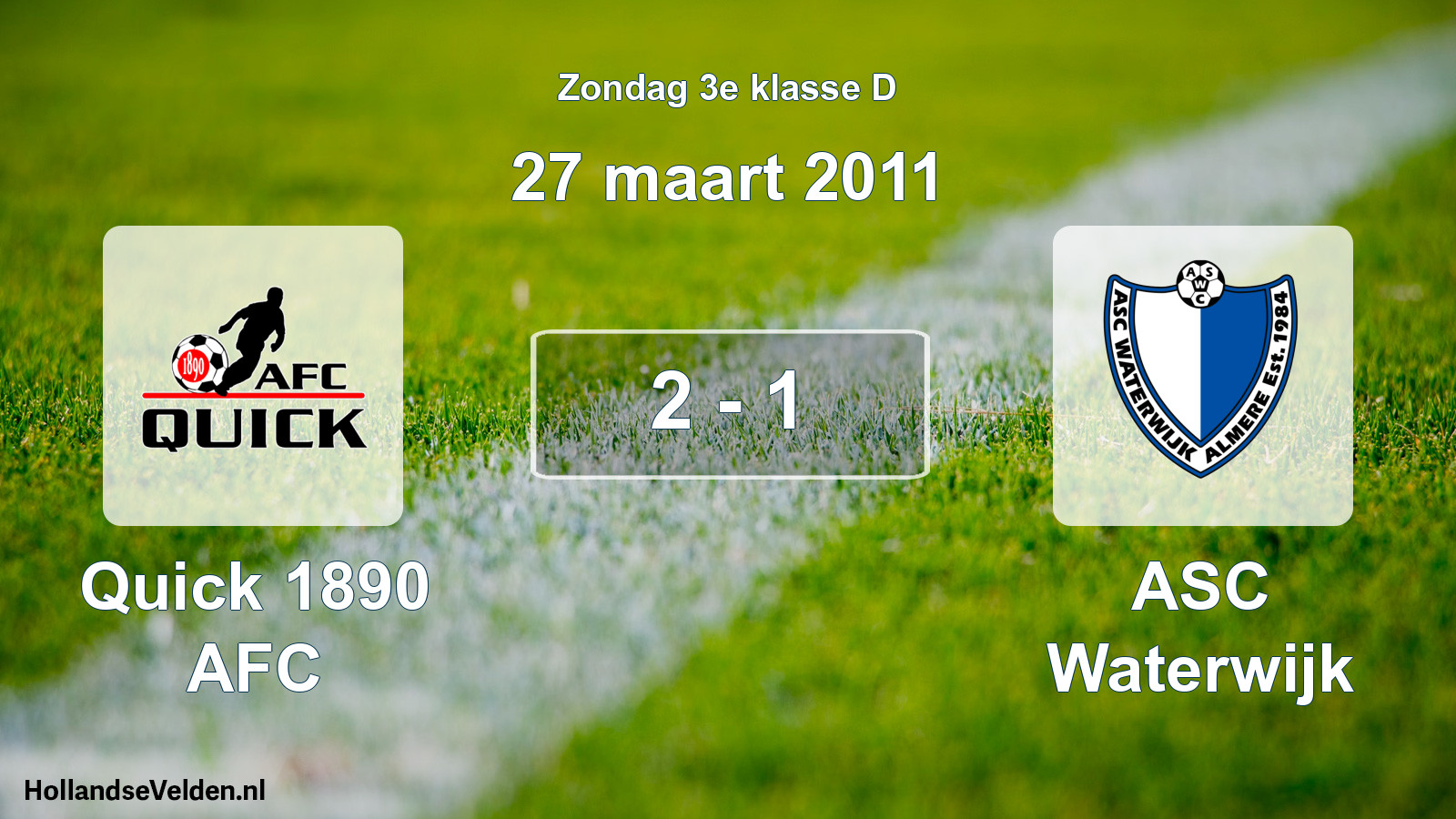 Gespeelde wedstrijd: Quick 1890 AFC - ASC Waterwijk 2 - 1 (27 maart 2011)