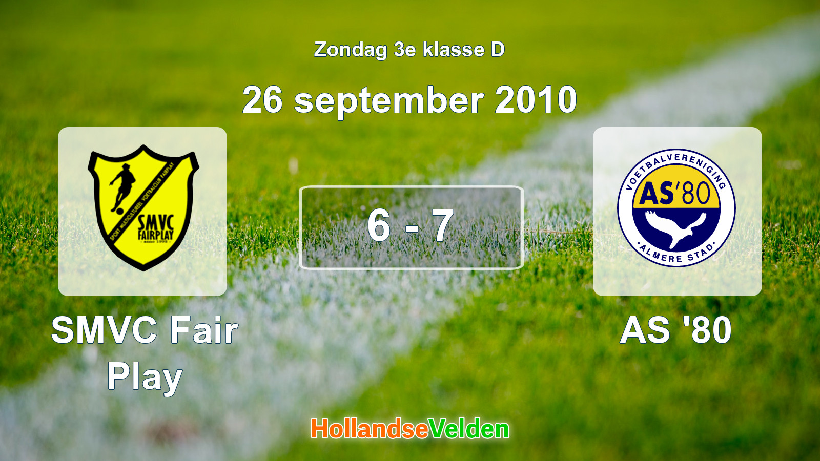 Gespeelde wedstrijd: SMVC Fair Play - AS '80 6 - 7 (26 september 2010)