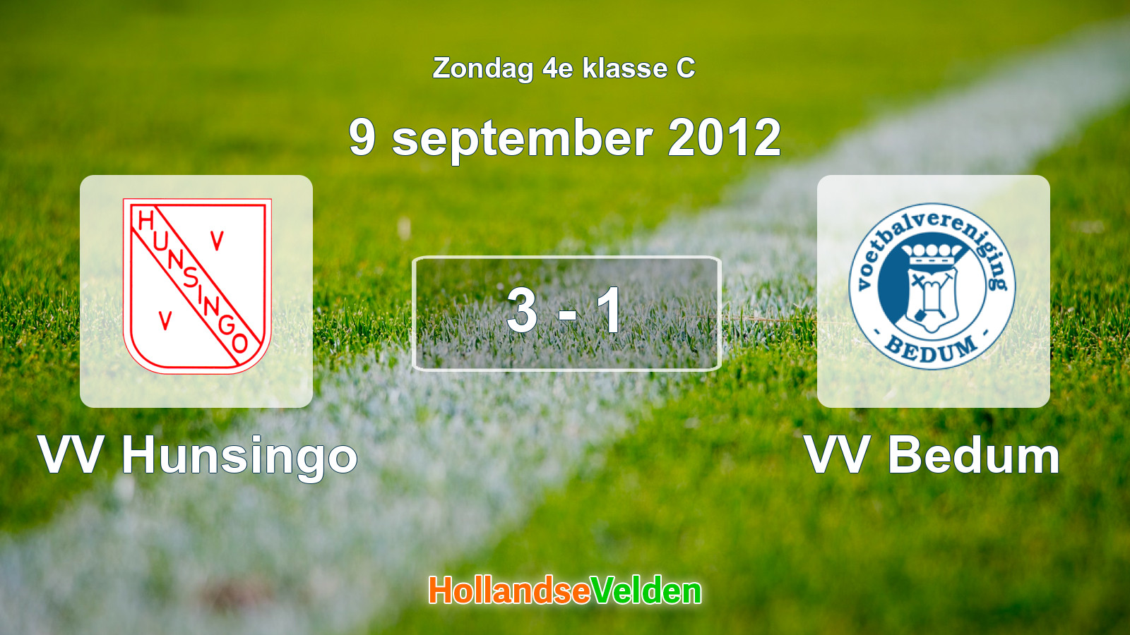Gespeelde wedstrijd: VV Hunsingo - VV Bedum 3 - 1 (9 september 2012)