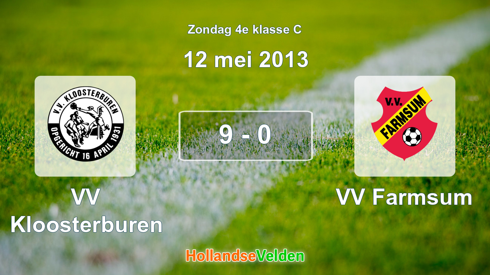 Gespeelde wedstrijd: VV Kloosterburen - VV Farmsum 9 - 0 (12 mei 2013)
