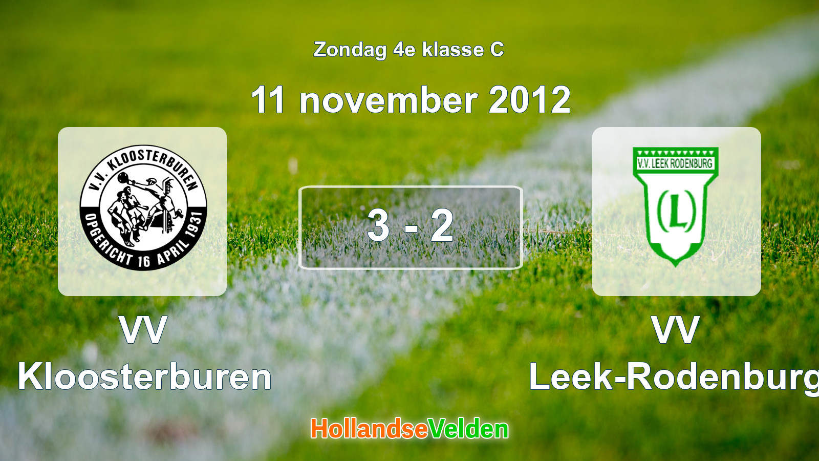 Gespeelde wedstrijd: VV Kloosterburen - VV Leek-Rodenburg 3 - 2 (11 november 2012)