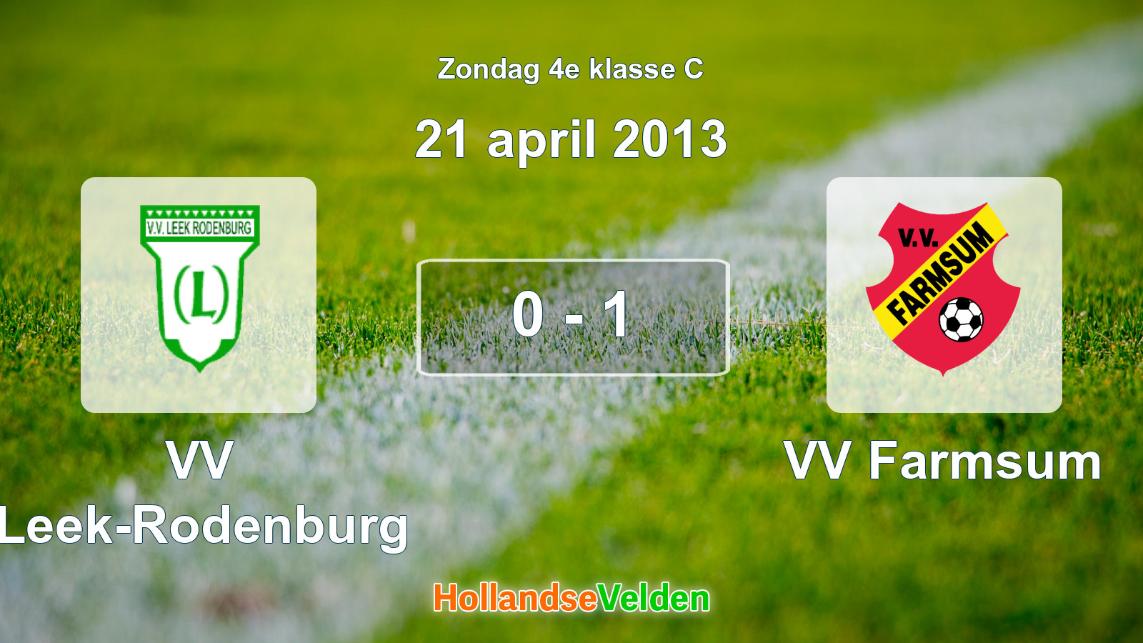 Gespeelde wedstrijd: VV Leek-Rodenburg - VV Farmsum 0 - 1 (21 april 2013)