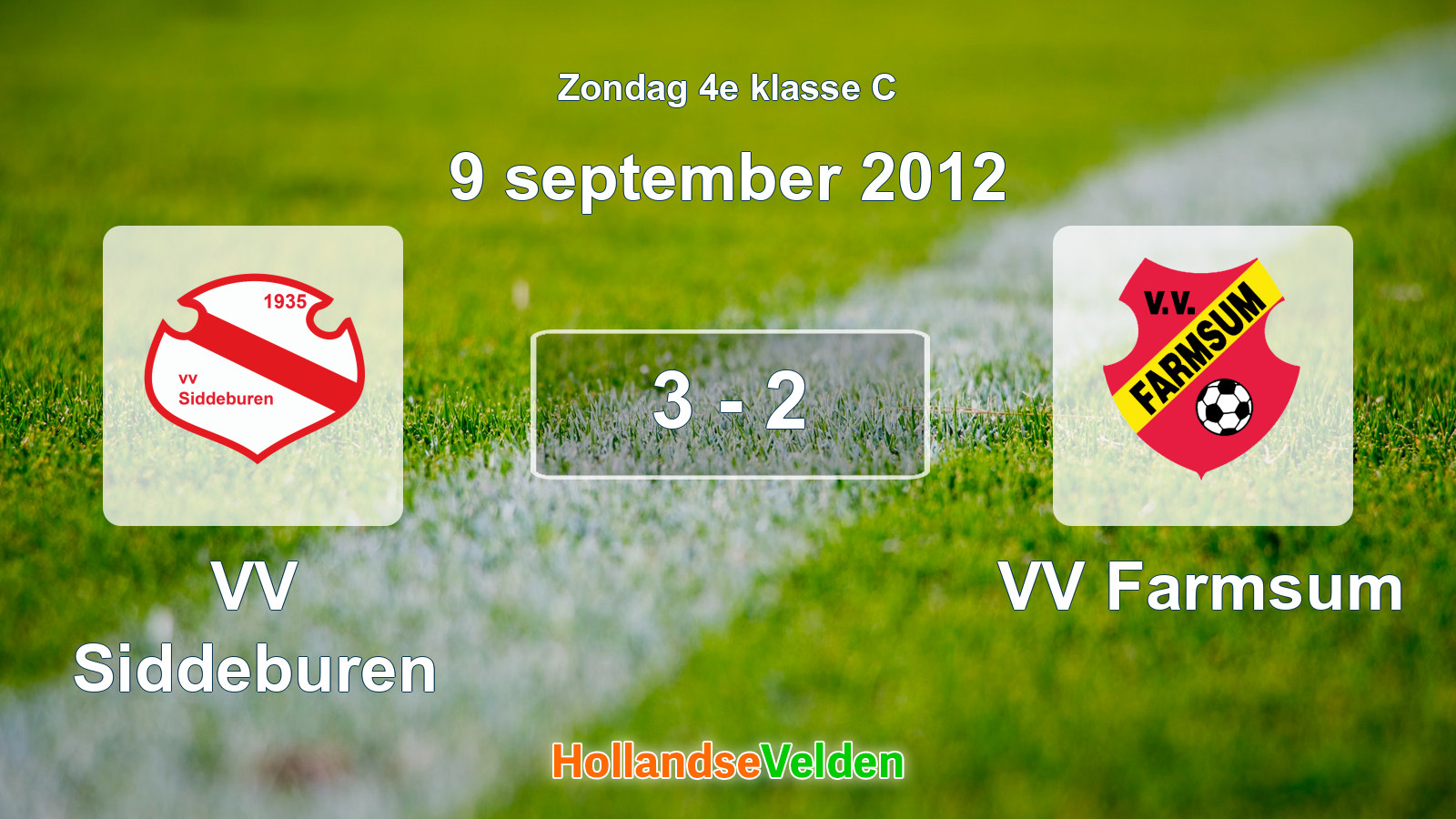 Gespeelde wedstrijd: VV Siddeburen - VV Farmsum 3 - 2 (9 september 2012)