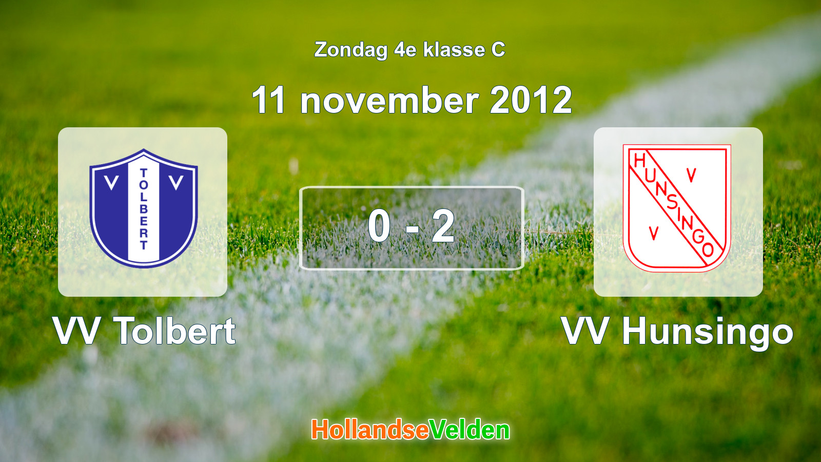 Gespeelde wedstrijd: VV Tolbert - VV Hunsingo 0 - 2 (11 november 2012)
