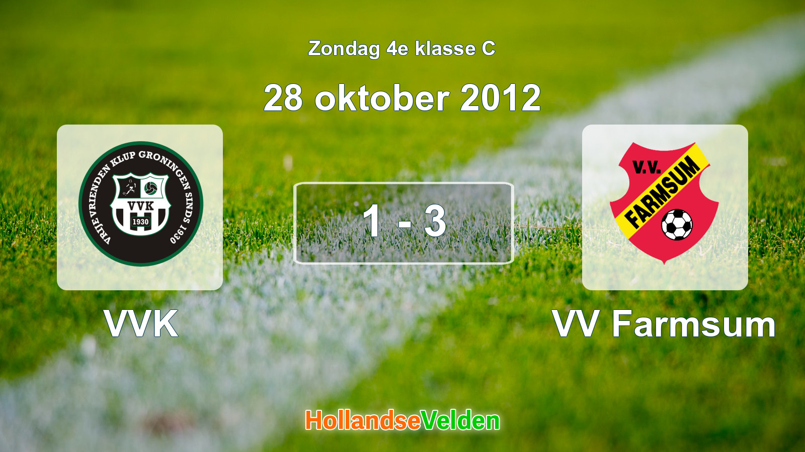 Gespeelde wedstrijd: VVK - VV Farmsum 1 - 3 (28 oktober 2012)