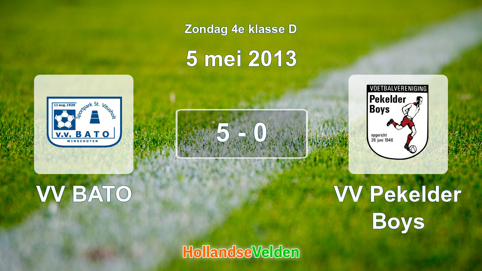 Gespeelde wedstrijd: VV BATO - VV Pekelder Boys 5 - 0 (5 mei 2013)