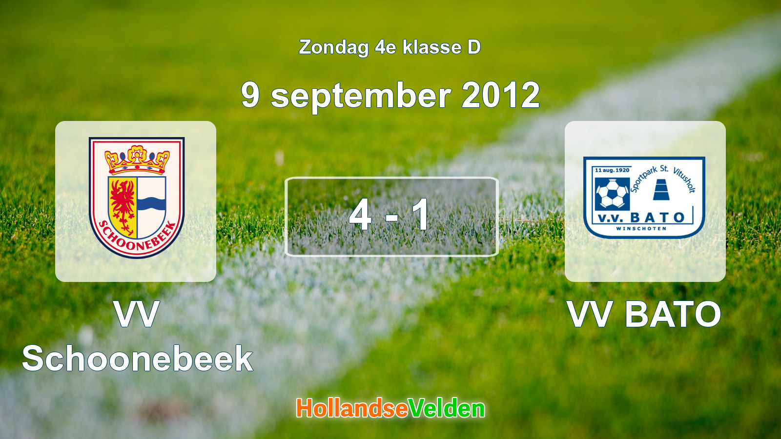 Gespeelde wedstrijd: VV Schoonebeek - VV BATO 4 - 1 (9 september 2012)