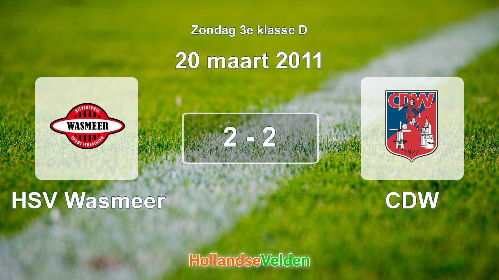 Gespeelde wedstrijd: HSV Wasmeer - CDW 2 - 2 (20 maart 2011)