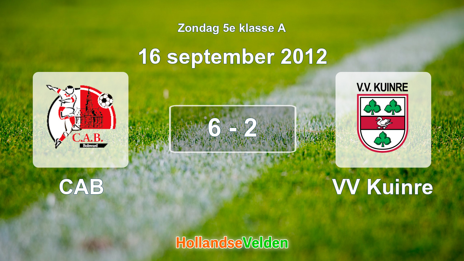 Gespeelde wedstrijd: CAB - VV Kuinre 6 - 2 (16 september 2012)