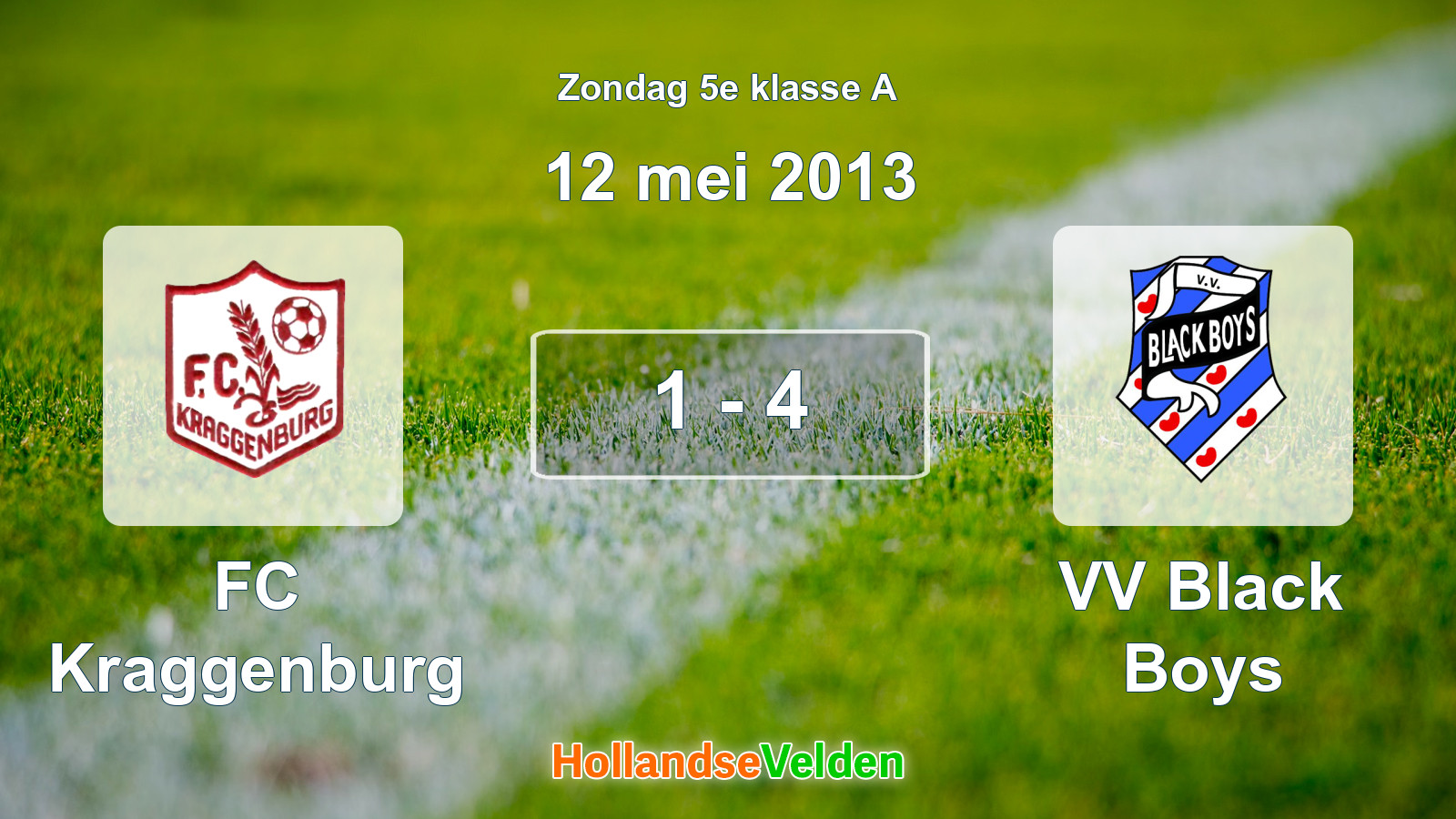 Gespeelde wedstrijd: FC Kraggenburg - VV Black Boys 1 - 4 (12 mei 2013)