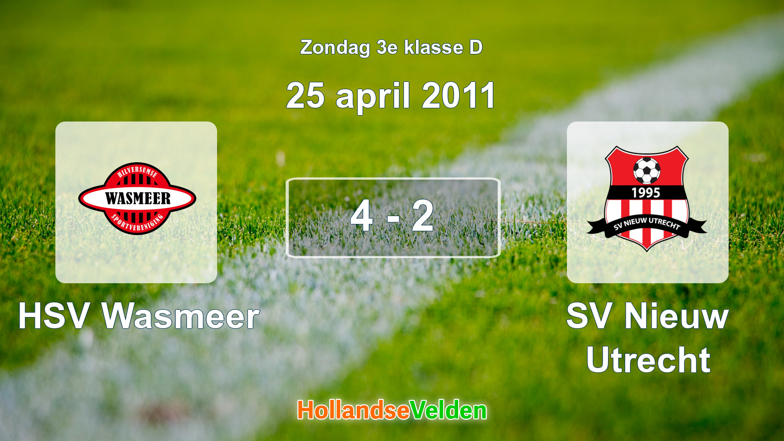 Gespeelde wedstrijd: HSV Wasmeer - SV Nieuw Utrecht 4 - 2 (25 april 2011)