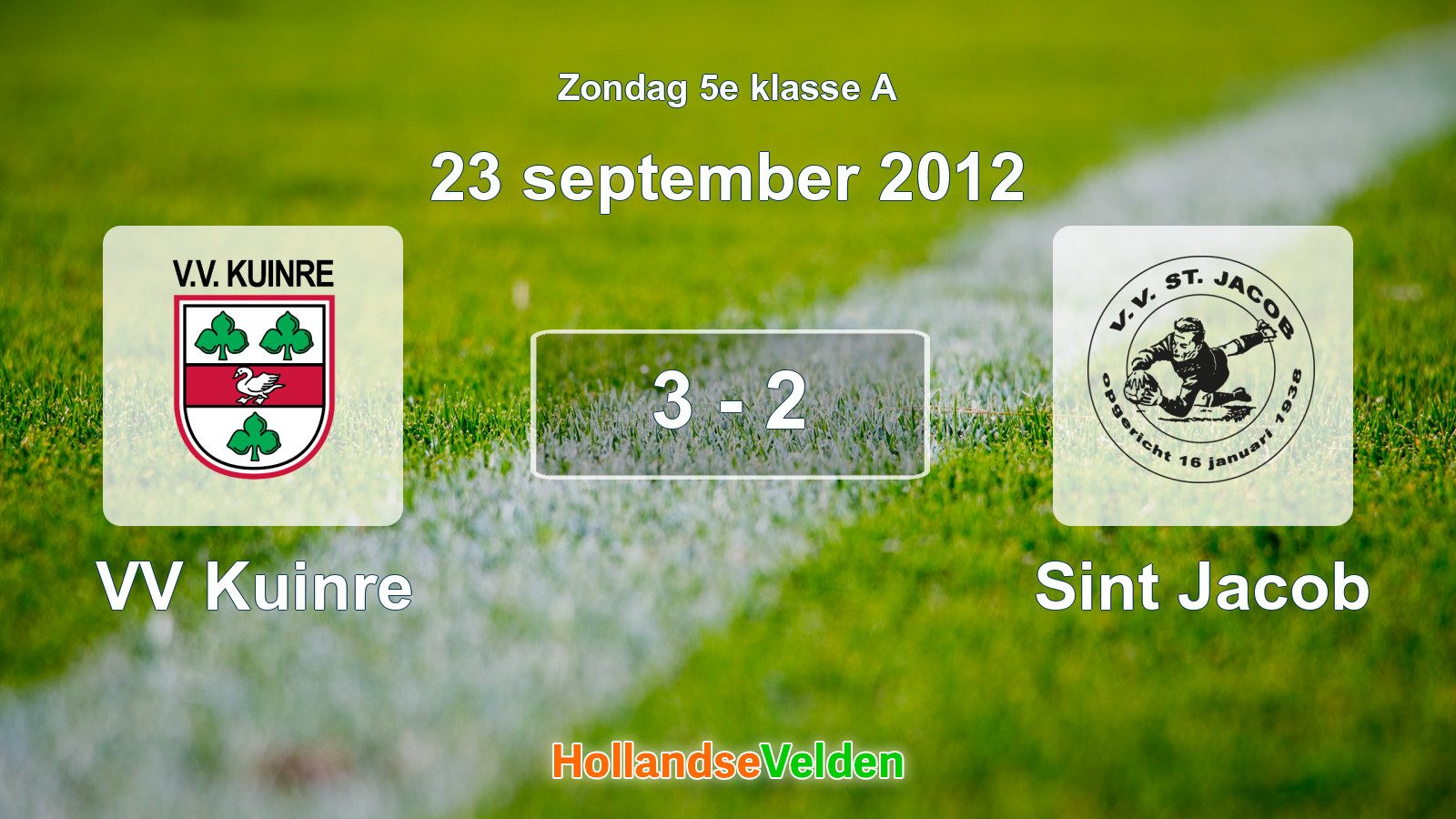 Gespeelde wedstrijd: VV Kuinre - Sint Jacob 3 - 2 (23 september 2012)
