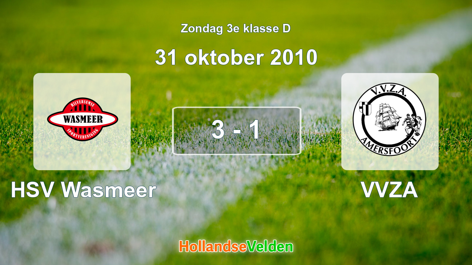 Gespeelde wedstrijd: HSV Wasmeer - VVZA 3 - 1 (31 oktober 2010)